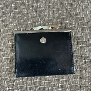 Abas Black Leather Coin Purse with Silver Clasp